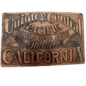 Union Central Pacific Belt Buckle Railroad Line Train Omaha California Nebraska